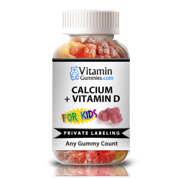 private label kids calcium + Vitamin D gummy supplement