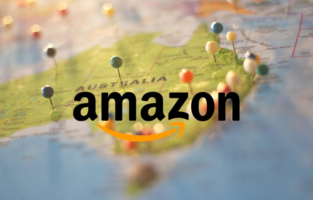 amazon logo on a map with push pins